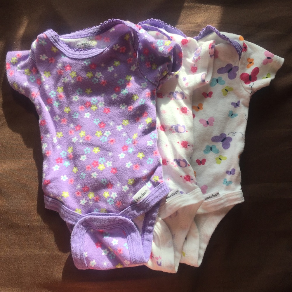 3 Newborn Girls Onesies